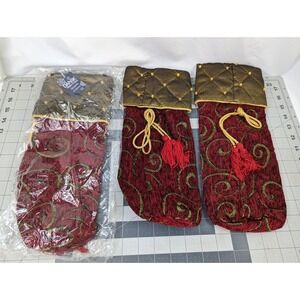 Dansk Roman Holiday Bottle Holder Gift Bag 14 Inch Lot of 3